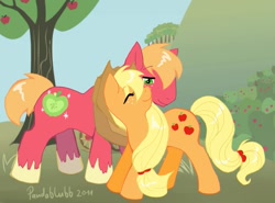 Size: 567x420 | Tagged: safe, artist:pandablubb, applejack, big macintosh, earth pony, pony, male, stallion