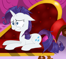 Size: 1500x1350 | Tagged: safe, artist:robsa990, rarity, pony, unicorn, fainting couch, messy mane, shrunken pupils, solo, stressed, wide eyes