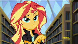 Size: 1366x768 | Tagged: safe, screencap, sunset shimmer, equestria girls, friendship games, smirk, solo