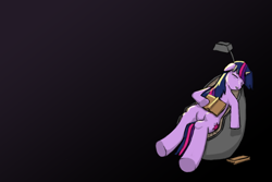 Size: 720x480 | Tagged: safe, derpibooru import, twilight sparkle, book, chair, sleeping