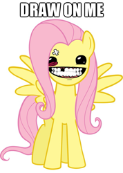 Size: 625x878 | Tagged: safe, fluttershy, pegasus, pony, draw on me, female, mare, solo, super meat boy