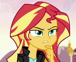 Size: 1219x995 | Tagged: safe, screencap, sunset shimmer, equestria girls, friendship games, reaction image, solo, thinking