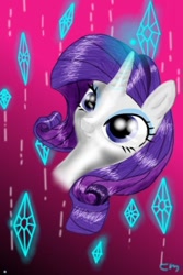 Size: 640x960 | Tagged: dead source, safe, artist:dertaii, rarity, pony, unicorn, abstract background, bust, female, mare, solo