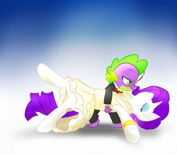 Size: 1041x902 | Tagged: safe, artist:nightomist, rarity, spike, dragon, pony, unicorn, female, male, shipping, sparity, straight