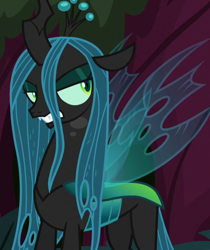 Size: 602x718 | Tagged: safe, screencap, queen chrysalis, changeling, changeling queen, the mean 6, angry, annoyed, cropped, everfree forest, female, former queen chrysalis, gritted teeth, irritated, solo