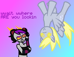 Size: 479x366 | Tagged: safe, artist:voltrathelively, derpy hooves, pegasus, pony, crossdressing, crossover, eridan ampora, female, gradient background, homestuck, march eridan, mare