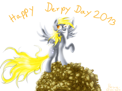 Size: 2000x1500 | Tagged: safe, artist:bewegungslos, derpy hooves, pegasus, pony, derpy day, derpy day 2013, female, food, mare, muffin