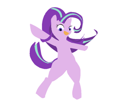 Size: 770x692 | Tagged: safe, starlight glimmer, pony, bipedal, looking at you, open mouth, simple background, smiling, solo, white background