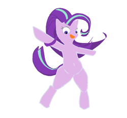 Size: 733x680 | Tagged: safe, starlight glimmer, pony, bipedal, looking at you, open mouth, simple background, smiling, solo, white background