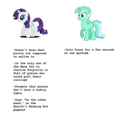 Size: 622x601 | Tagged: safe, lyra heartstrings, rarity, pony, unicorn, comparison, female, horn, text