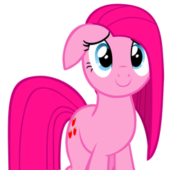 Size: 3024x2961 | Tagged: safe, artist:nightsflash, pinkie pie, earth pony, pony, magical mystery cure, c:, cute, cuteamena, diapinkes, floppy ears, looking at you, pinkamena diane pie, simple background, smiling, solo, swapped cutie marks, transparent background, vector