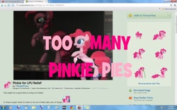 Size: 1440x900 | Tagged: safe, screencap, pinkie pie, earth pony, pony, too many pinkie pies, deviantart, edited out porn links