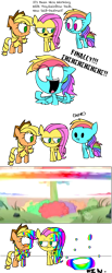 Size: 826x2004 | Tagged: safe, artist:mushroomcookiebear, applejack, fluttershy, rainbow dash, earth pony, pegasus, pony, comic, crossover, gir, hub logo, invader zim, reference, sonic rainboom, wat