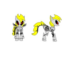 Size: 1011x791 | Tagged: safe, artist:sweecrue, derpy hooves, oc, oc:glitchy hooves, pegasus, pony, robot, female, mare, reference sheet, solo