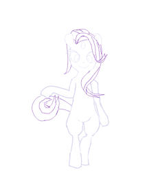 Size: 590x642 | Tagged: safe, starlight glimmer, pony, bipedal, looking at you, monochrome, simple background, smiling, solo, white background