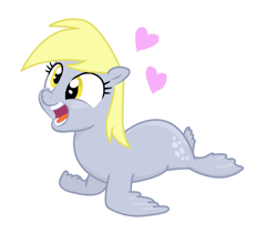 Size: 1440x1260 | Tagged: safe, artist:shutterflye, derpy hooves, seal, seal pony, heart, solo, species swap, wat