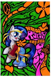 Size: 640x951 | Tagged: safe, artist:andypriceart, idw, rarity, pony, unicorn, clothes, comic, cover, glasses, headband, hippie, micro-series, solo