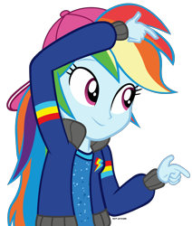 Size: 5993x7074 | Tagged: safe, artist:mandash1996, derpibooru import, rainbow dash, eqg summertime shorts, equestria girls, get the show on the road, absurd resolution, clothes, female, finger gun, finger guns, rapper dash, simple background, solo, transparent background, vector