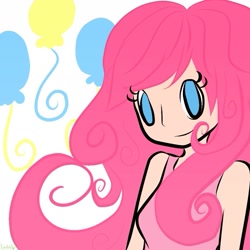 Size: 689x689 | Tagged: safe, artist:lapislazulilapin, pinkie pie, clothes, female, humanized, smiling, solo