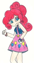 Size: 400x740 | Tagged: safe, artist:lapislazulilapin, pinkie pie, humanized, solo, traditional art