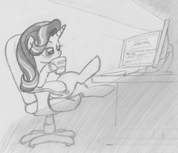 Size: 1045x899 | Tagged: safe, artist:lockerobster, starlight glimmer, pony, unicorn, /mlp/, 4chan, best pony, coffee, coffee mug, hoof hold, monochrome, mug, solo, wow! glimmer