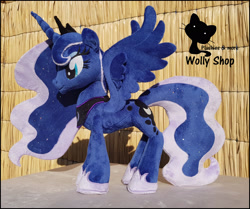 Size: 2680x2237 | Tagged: safe, artist:wollyshop, princess luna, alicorn, crown, embroidery, irl, jewelry, photo, plushie, regalia, solo