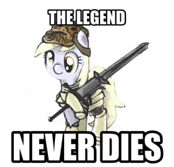 Size: 900x866 | Tagged: safe, derpy hooves, pegasus, pony, crossover, dark souls, female, giantdad, image macro, mare, the legend never dies