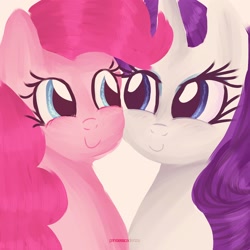 Size: 1280x1280 | Tagged: safe, pinkie pie, rarity, earth pony, pony, unicorn, female, lesbian, raripie, shipping