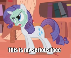 Size: 960x787 | Tagged: safe, edit, edited screencap, screencap, rarity, pony, unicorn, look before you sleep, cropped, mud mask, roflbot, serious face, solo