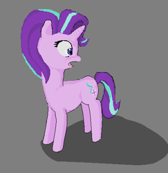 Size: 455x468 | Tagged: safe, starlight glimmer, pony, unicorn, gray background, looking back, open mouth, simple background, solo, surprised