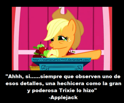 Size: 671x559 | Tagged: safe, artist:mercenario1945, applejack, earth pony, pony, female, mare, spanish, text