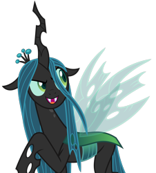 Size: 3458x3826 | Tagged: safe, artist:sketchmcreations, queen chrysalis, changeling, changeling queen, the mean 6, former queen chrysalis, looking back, open mouth, raised eyebrow, raised hoof, simple background, transparent background, vector