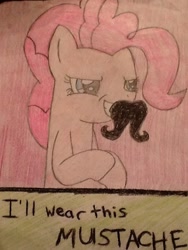 Size: 720x960 | Tagged: safe, artist:drtwobrainsfan, pinkie pie, earth pony, pony, disguise, moustache, traditional art