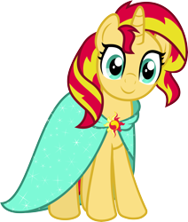 Size: 7717x9089 | Tagged: safe, artist:osipush, sunset shimmer, pony, unicorn, absurd resolution, cloak, clothes, simple background, solo, transparent background, vector