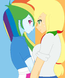 Size: 323x384 | Tagged: safe, artist:mangleuchiha, derpibooru import, applejack, rainbow dash, equestria girls, appledash, female, lesbian, shipping