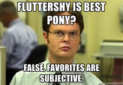 Size: 400x276 | Tagged: safe, fluttershy, human, barely pony related, dwight schrute, exploitable meme, image macro, irl, meme, meta, photo, schrute facts, text, the office