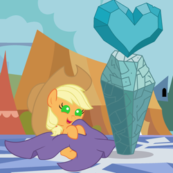 Size: 3600x3600 | Tagged: safe, artist:beavernator, applejack, earth pony, pony, the crystal empire, baby, baby pony, babyjack, blanket, crystal empire, cute, filly, filly applejack, foal, jackabetes, vector, younger