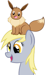 Size: 3010x5000 | Tagged: safe, artist:ambassad0r, derpy hooves, pegasus, pony, absurd resolution, crossover, eevee, female, happy, mare, pokémon, simple background, transparent background, vector