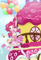 Size: 700x1014 | Tagged: safe, artist:anime234dotcom, pinkie pie, balloon, humanized, solo