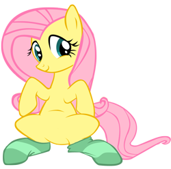 Size: 836x828 | Tagged: safe, artist:polar-pixel, fluttershy, pegasus, pony, clothes, featureless crotch, socks, solo, striped socks