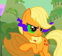 Size: 668x613 | Tagged: safe, applejack, earth pony, pony, female, mare, solo, sombra eyes