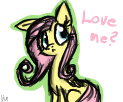 Size: 900x750 | Tagged: safe, artist:blup-chan, fluttershy, pegasus, pony, dialogue, simple background, solo, white background