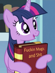 Size: 816x1080 | Tagged: safe, derpibooru import, edit, screencap, twilight sparkle, book, solo, that pony sure does love books, vulgar