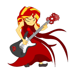 Size: 765x736 | Tagged: artist needed, safe, sunset shimmer, equestria girls, clothes, dress, electric guitar, god tier, guitar, hero of time, homestuck, rocky horror picture show, solo, sunset shredder, sylph of time