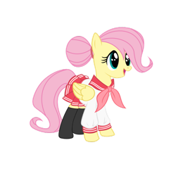 Size: 680x680 | Tagged: source needed, useless source url, safe, fluttershy, pegasus, pony, clothes, school uniform, schoolgirl, simple background, transparent background, vector