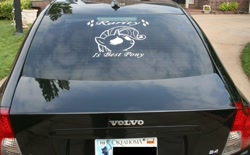 Size: 1135x704 | Tagged: safe, rarity, best pony, car, irl, photo, sticker, volvo