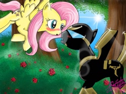 Size: 1024x768 | Tagged: safe, fluttershy, pegasus, pony, crossover, ponified, prowl, transformers, transformers animated