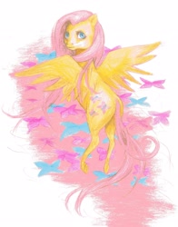 Size: 2019x2572 | Tagged: safe, artist:92-pink-ravens, fluttershy, pegasus, pony, female, mare, solo, traditional art