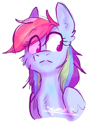 Size: 784x1045 | Tagged: safe, artist:squeeesh, derpibooru import, rainbow dash, pegasus, pony, :<, cheek fluff, chest fluff, ear fluff, female, folded wings, mare, not sure if want, simple background, solo, transparent background