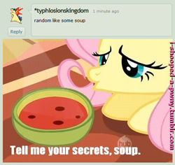 Size: 500x471 | Tagged: safe, editor:i-shooped-a-pwny, fluttershy, pegasus, pony, duckface, soup, tell me your secrets